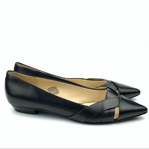 Nine West flats, 9.5 black leather pointy toe ballet